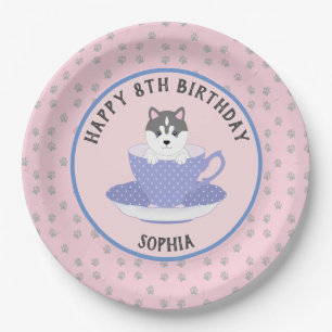 Pink Dog Birthday Party Plates