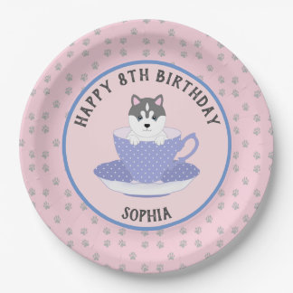 Pink Dog Birthday Party Plates