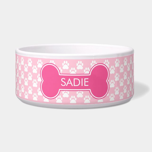 Pink Dog Bone And Paws With Name (Front)