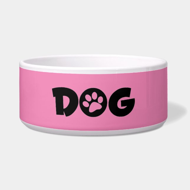 Pink Dog Ceramic Pet Bowl (Front)