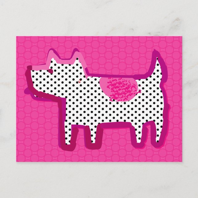 'pink dog' digital painting Postcard (Front)
