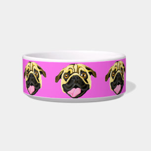 Pink Dog Face Dog Bowl