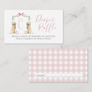 Pink Dog Girl Baby Shower Diaper Raffle Enclosure Card