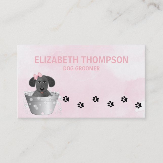 Pink Dog Grooming Dog Spa Appointment Card (Front)
