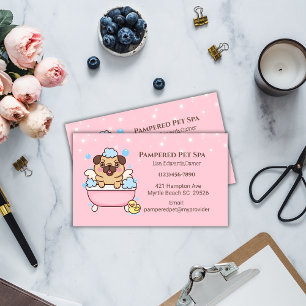 Pink Dog Grooming Pug Dog Spa Appointment Card
