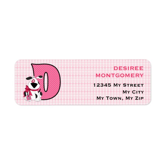 Pink Dog Monogram "D" Address Labels
