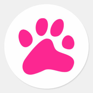 Pink Dog Paw Classic Round Sticker