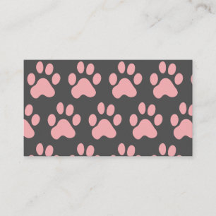Pink Dog Paw Pattern Business Card