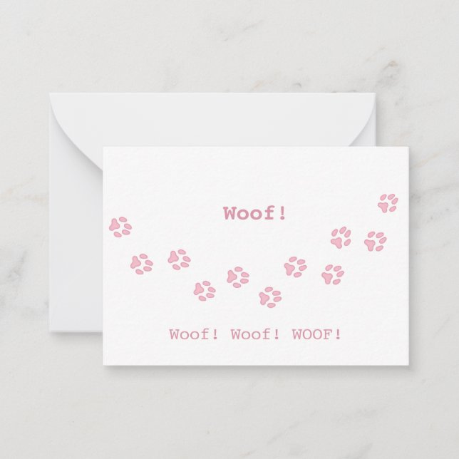 Pink Dog Paw Prints Pet Owner's Cute Personalised Card (Front)