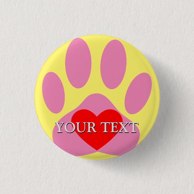 Pink Dog Pawprint Custom Name 3 Cm Round Badge (Front)