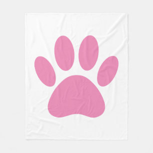 Pink Dog Pawprint Fleece Blanket