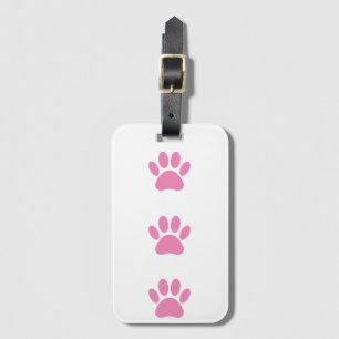 Pink Dog Pawprint  Luggage Tag