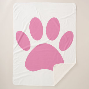 Pink Dog Pawprint Sherpa Blanket
