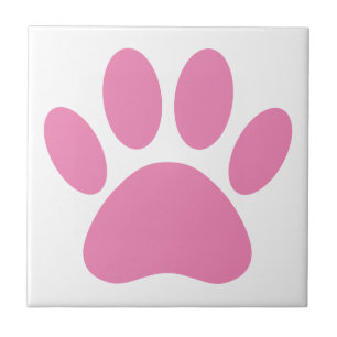 Pink Dog Pawprint Square Tile