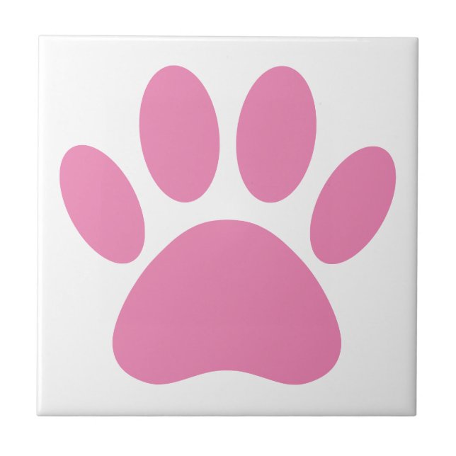 Pink Dog Pawprint Square Tile (Front)