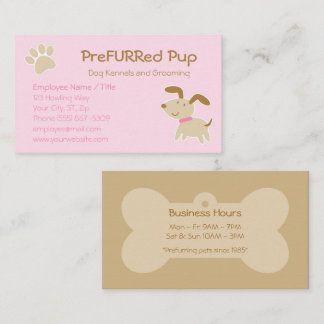 Pink Dog with Paw Print and Bone Business Card
