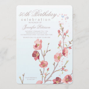 Pink Dogwood Birthday Party Invitation