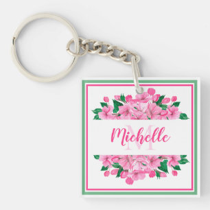 Pink Dogwood Blossoms - Personalised Key Ring