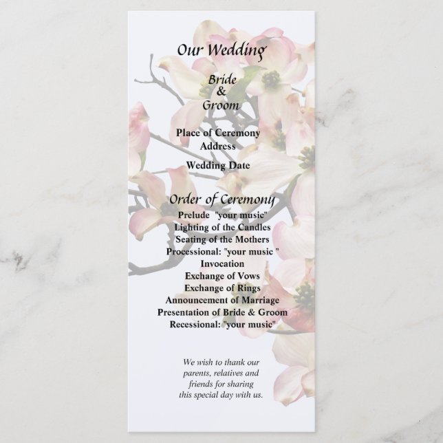 Pink Dogwood Branch Programme (Front)