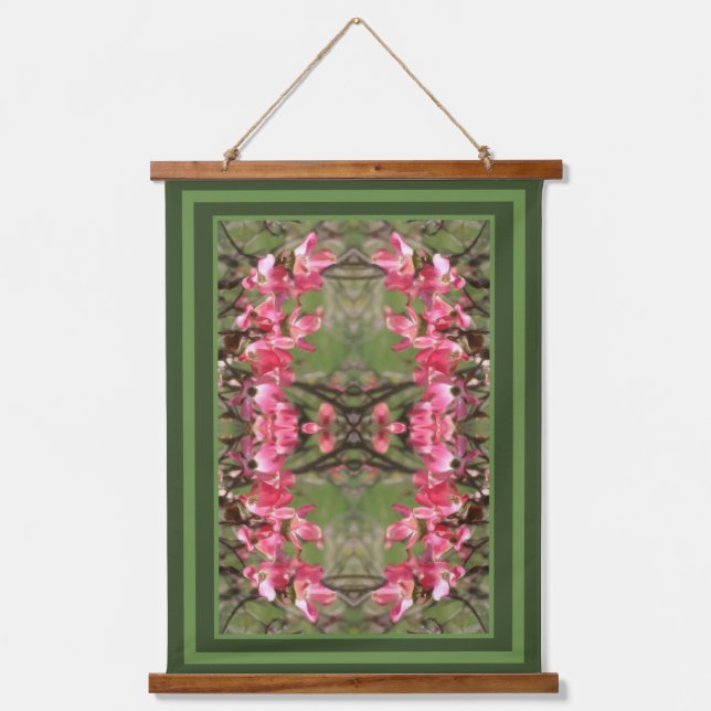 Pink Dogwood Flower Blossoms Painting Abstract Hanging Tapestry (Front)