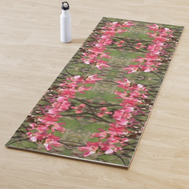 Pink Dogwood Flower Blossoms Painting Abstract Yoga Mat (In Situ)