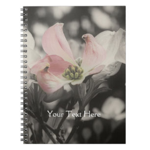 Pink Dogwood Flower In Black And White Notebook