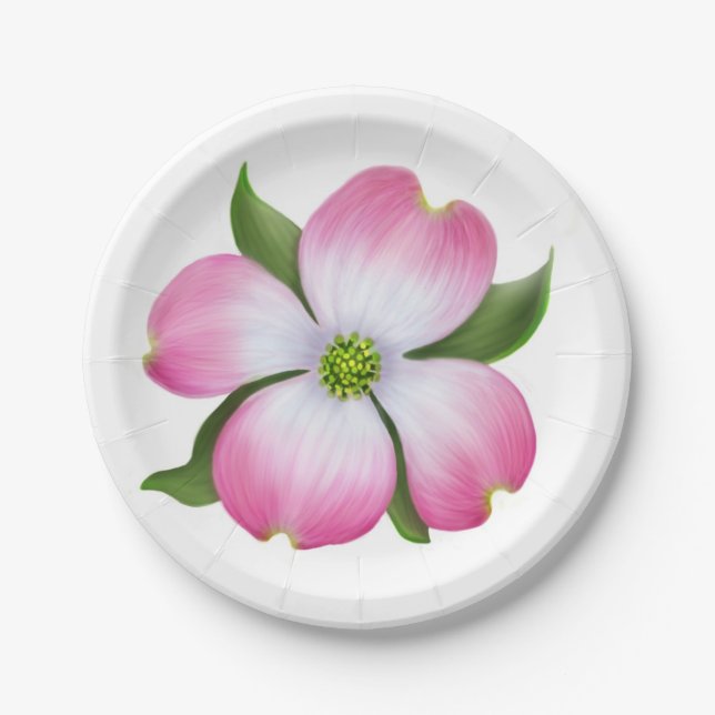 Pink Dogwood Flower Plates (Front)