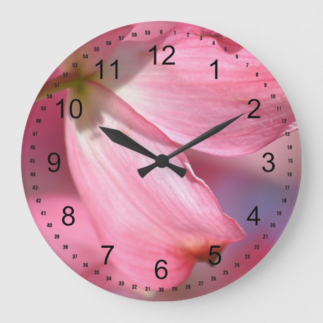 Pink Dogwood Flowers Large Clock (Front)