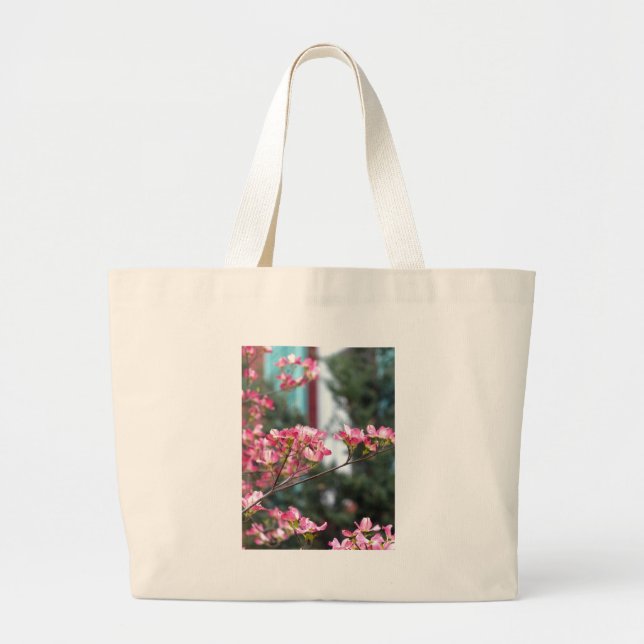 Pink Dogwood Large Tote Bag (Front)