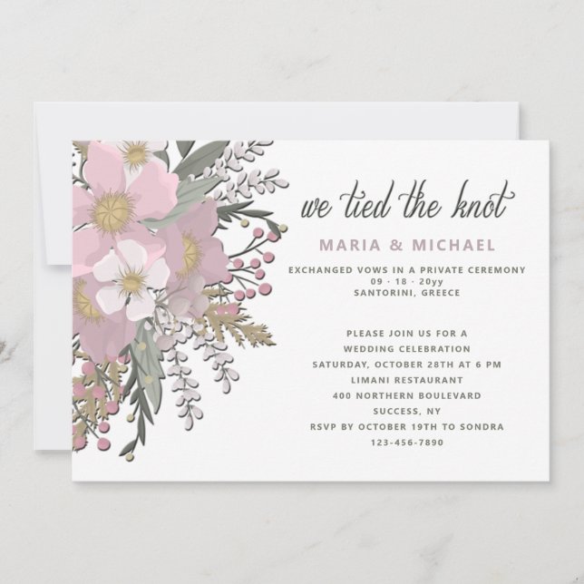 Pink Dogwood Marriage Invitation/ Announcement (Front)