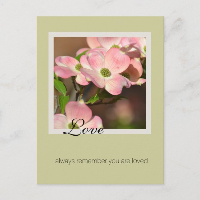 Pink Dogwood Personalised Love Inspirational Quote Postcard (Front)