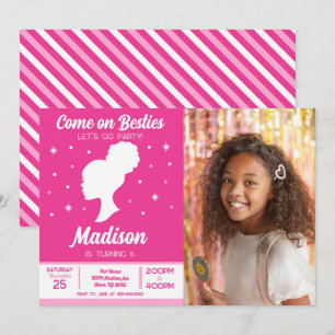 Pink Doll Besties Fashion Party Photo Birthday  Invitation