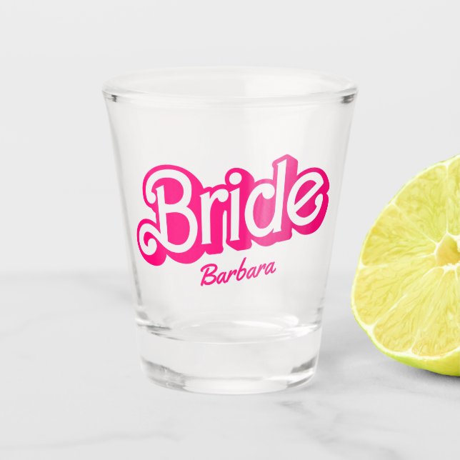 Pink Doll Fancy and Fabulous Bachelorette Party Shot Glass (Front)