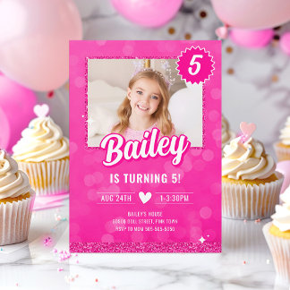 Pink Doll Fashion Party Birthday Invitation