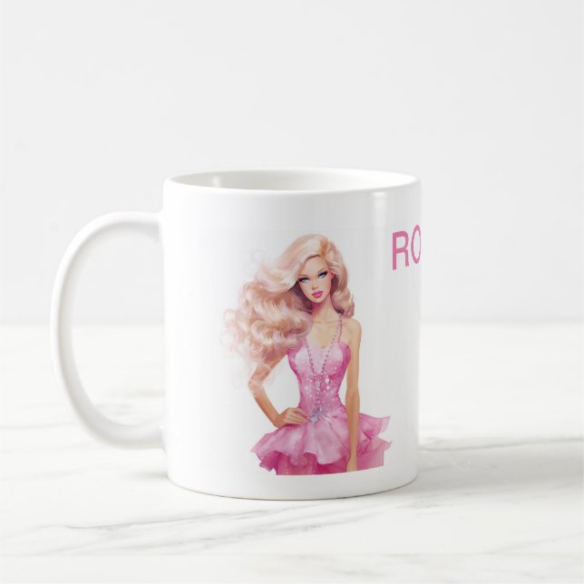Pink Doll Girl Birthday Coffee Mug (Left)