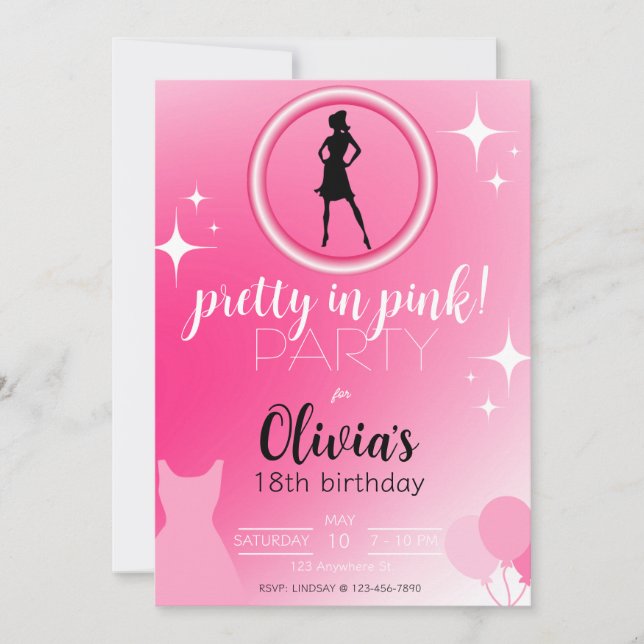 Pink Doll Invitation / Bachelorette Invitation (Front)