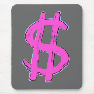 Pink Dollar Sign Mouse Mat