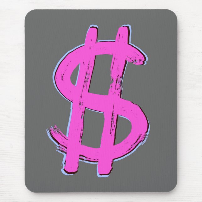 Pink Dollar Sign Mouse Mat (Front)