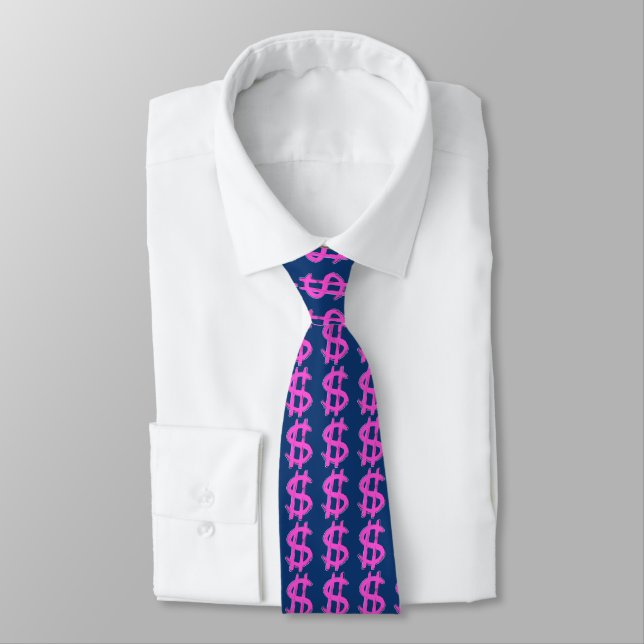 Pink Dollar Sign Tie (Tied)