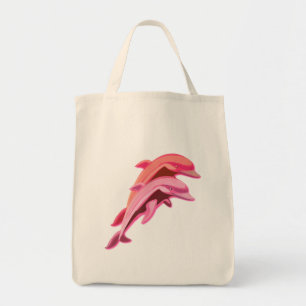 Pink Dolphin Design Grocery Tote Bag