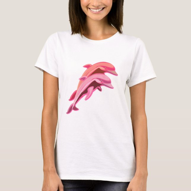 Pink Dolphin Design Ladies T-Shirt (Front)