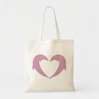 Pink Dolphin Heart Silhouette Tote Bag