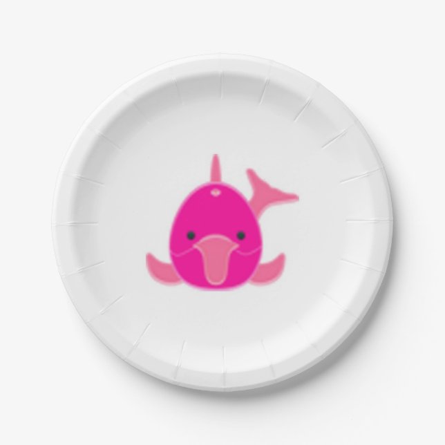 Pink Dolphin Paper Plates & Bowls (Front)