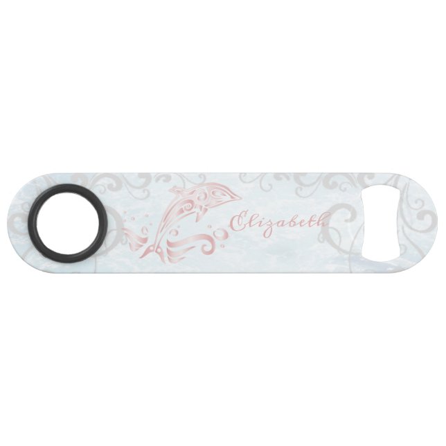Pink Dolphin Personalised Bottle Opener (Front (Horizontal))