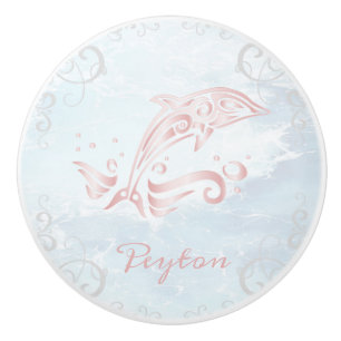 Pink Dolphin Personalised Ceramic Knob