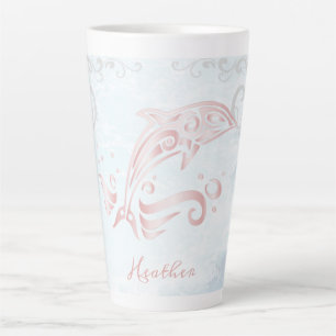 Pink Dolphin Personalised Latte Mug