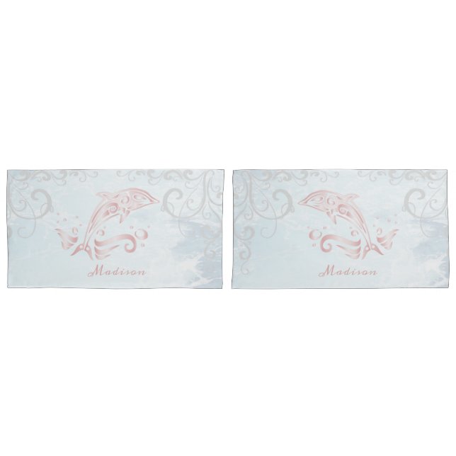 Pink Dolphin Personalised Pillow Case (Front-Set)