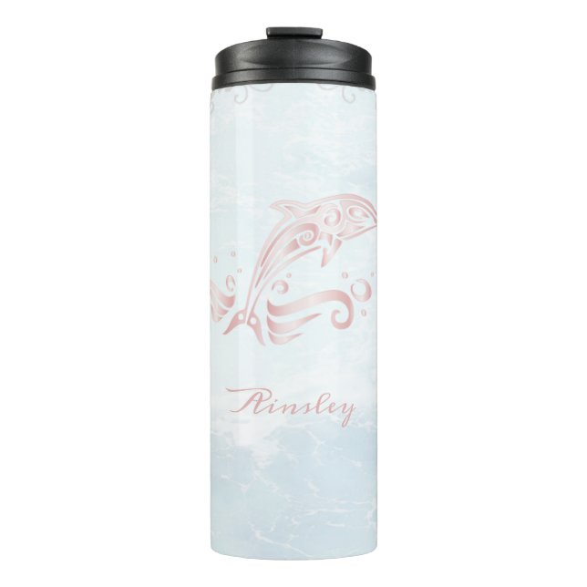 Pink Dolphin Personalised Thermal Tumbler (Front)