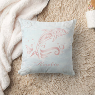 Pink Dolphin Personalised Throw Pillow
