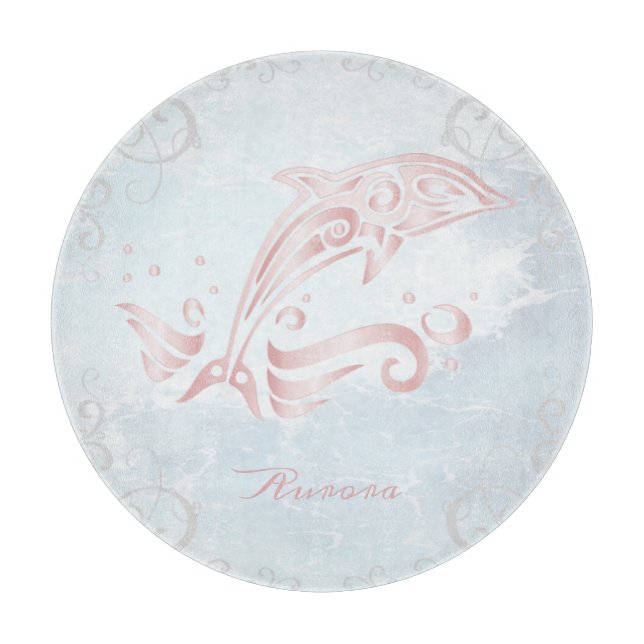 Pink Dolphin Personalized Cutting Board (Front)